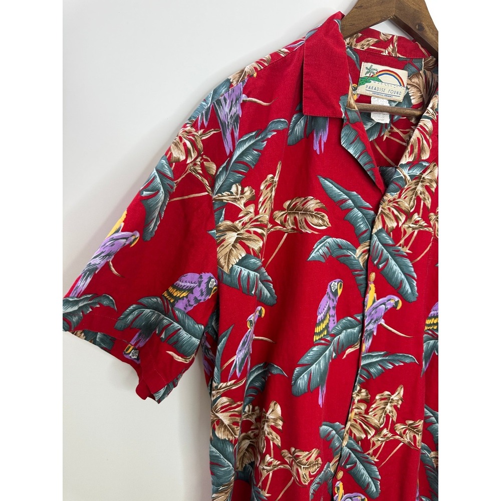 Paradise Found Hawaiian Button Shirt XL Red Parrot ASO Tom Selleck in Magnum PI - Picture 4 of 13